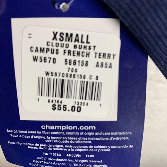 Champion Sweatshirt Women's XS Navy Tie-Dye Cotton Crew Neck Pullover NWT 6832 - Picture 5 of 9